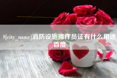 北海消防设施操作员证有什么用途百度